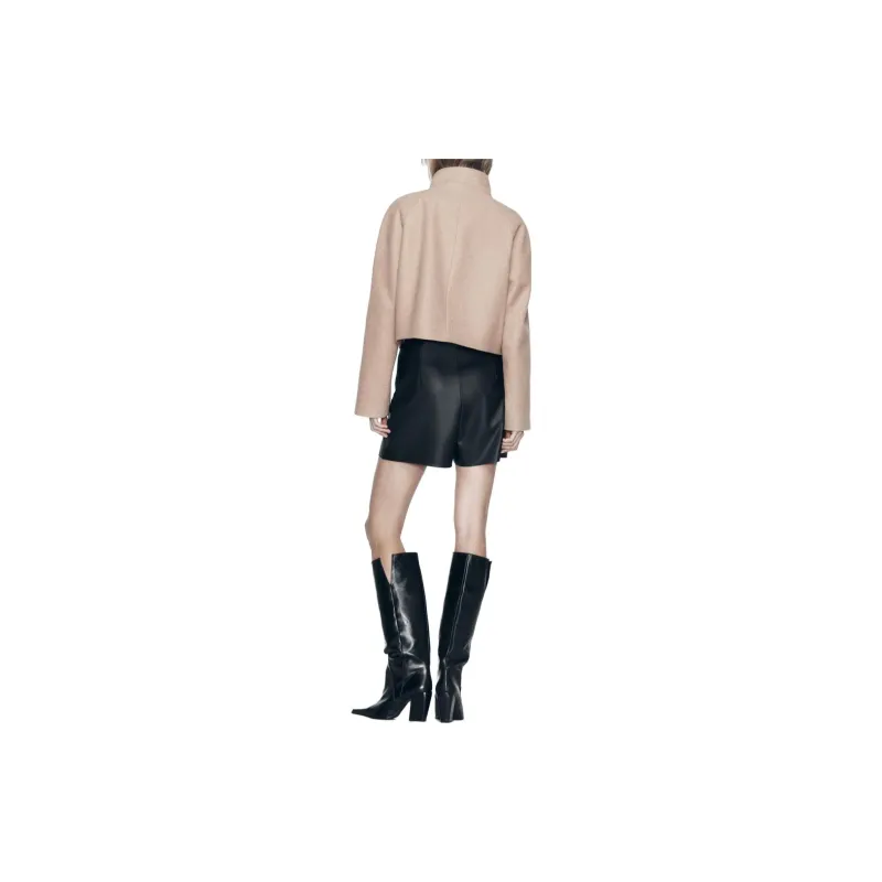 ZARA Cropped Coats Women's Tan-3