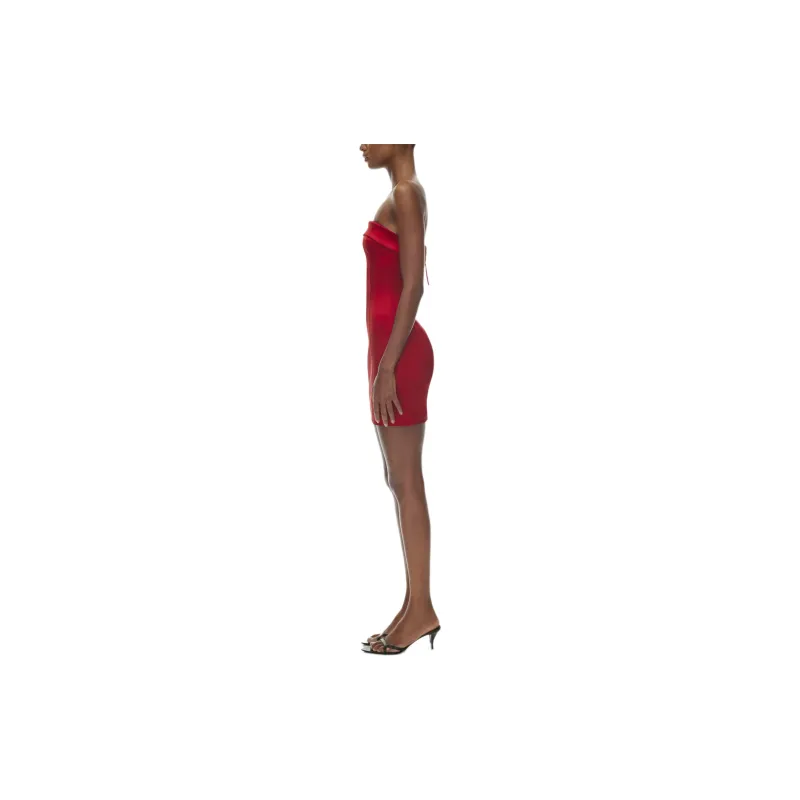 ARITZIA Ten Shimmer Satin Tube Dress Sleeveless Dress Women's Flashing Red-2