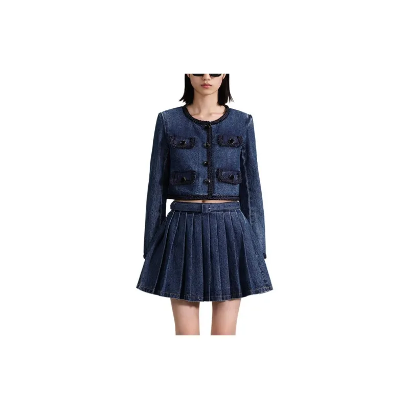 Self portrait Denim Jacket Women's Denim Blue-2