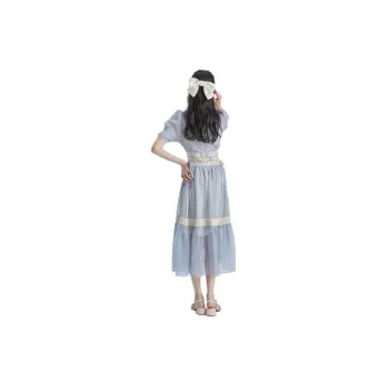 DEAR DEER PUFF Short Sleeved Dresses Women's Gray Blue