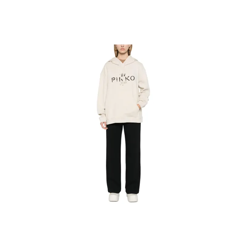 PINKO Logo Printed Drawstring Hoodie-2