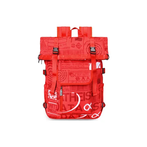 8atheist Polyester Commute Outfit Backpack Laptop Bag Regular Unisex Preppy Red