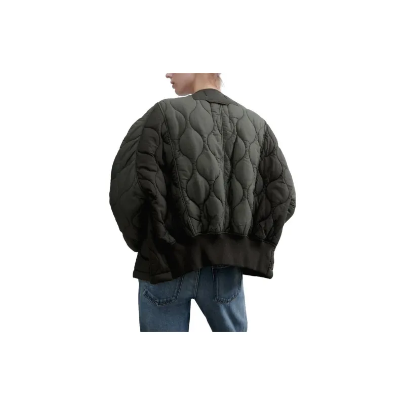 ZARA Puffer Jacket Women's Dark Khaki-3