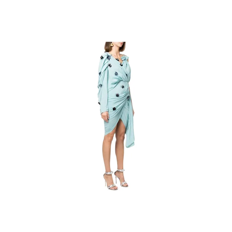 Lanvin FW22 Long Sleeved Dress Women's Green-3
