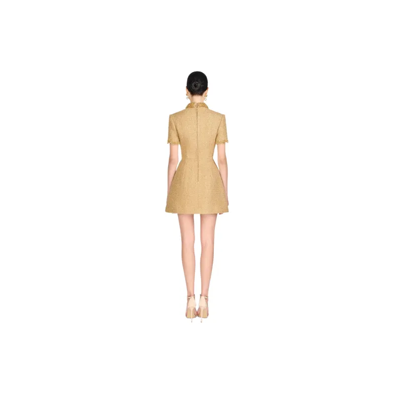 MONTSAND FW24 Embellished Mini Dress Short-Sleeved Dresses Women's Gold-2