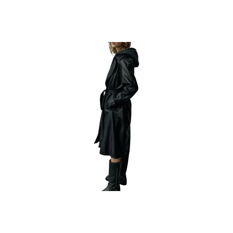 ZARA Trench Coats Women's Black-3