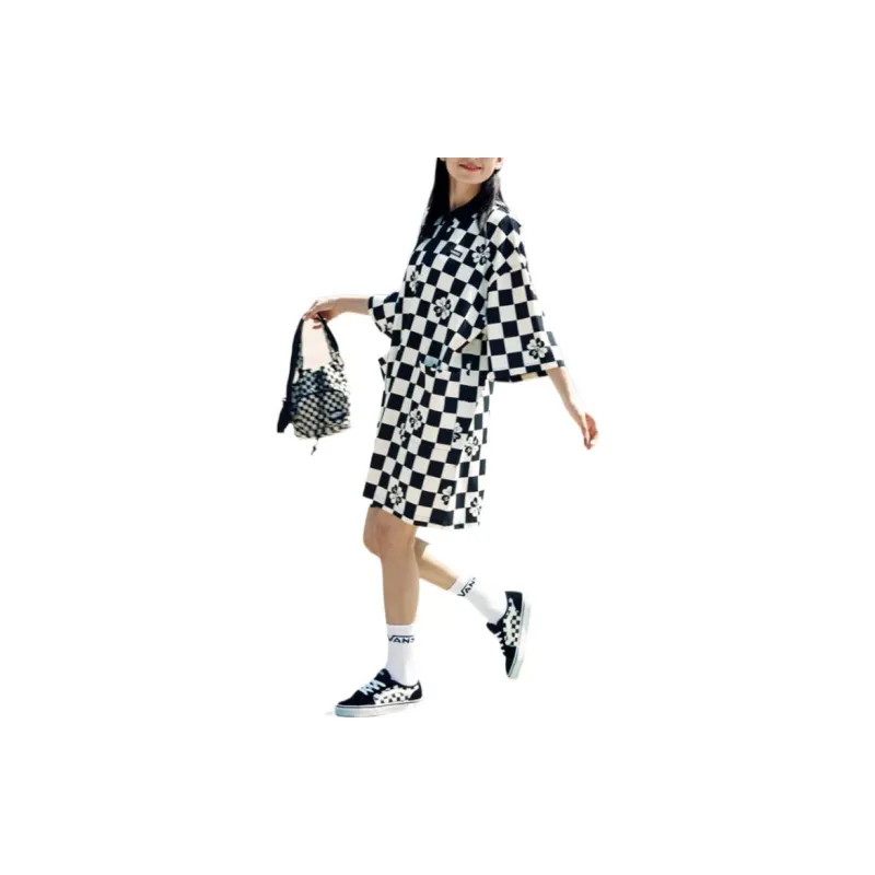 Vans Short Sleeved Dresses Women's Black White-3