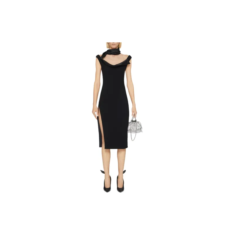 Givenchy Swallow Collar Side Slit Midi Dress-1