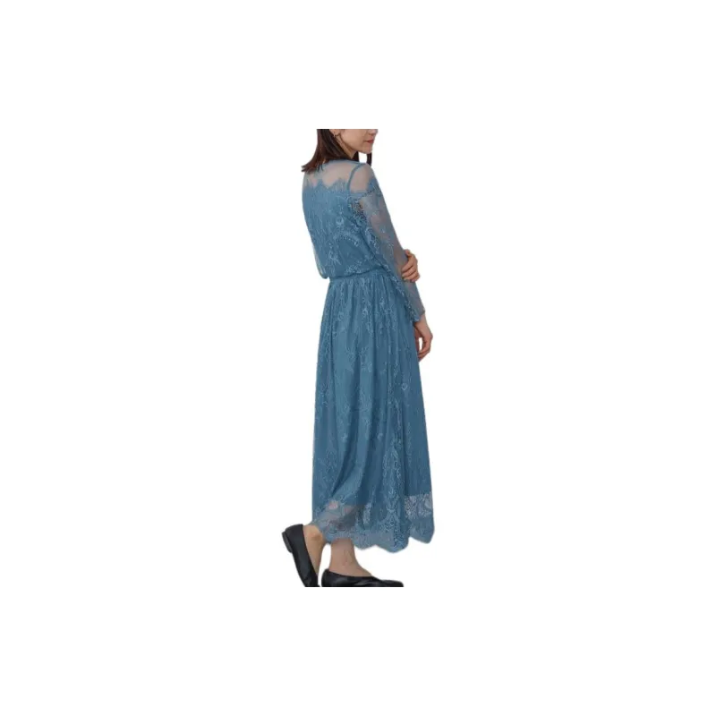 Beams HEART Long Sleeved Dress Women's Green-2
