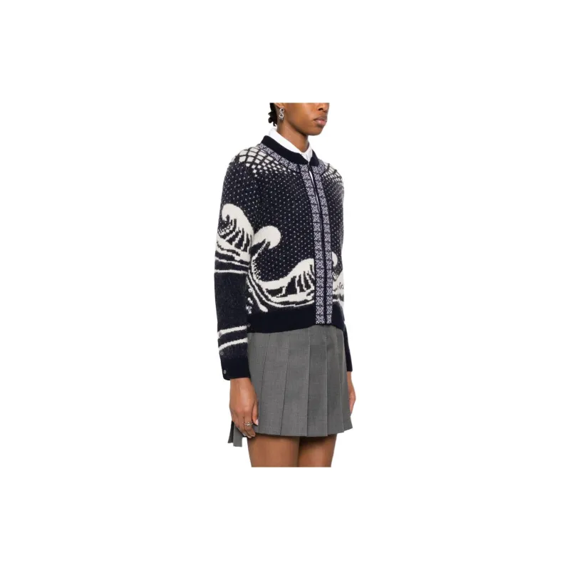 THOM BROWNE Wave Fair Isle Cardigan-3