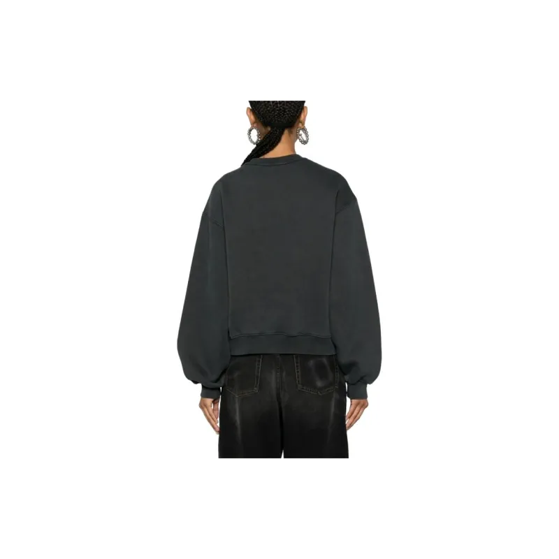 Alexander Wang Puff Paint Logo Essential Terry Crew Sweatshirt Soft Obsidian-2