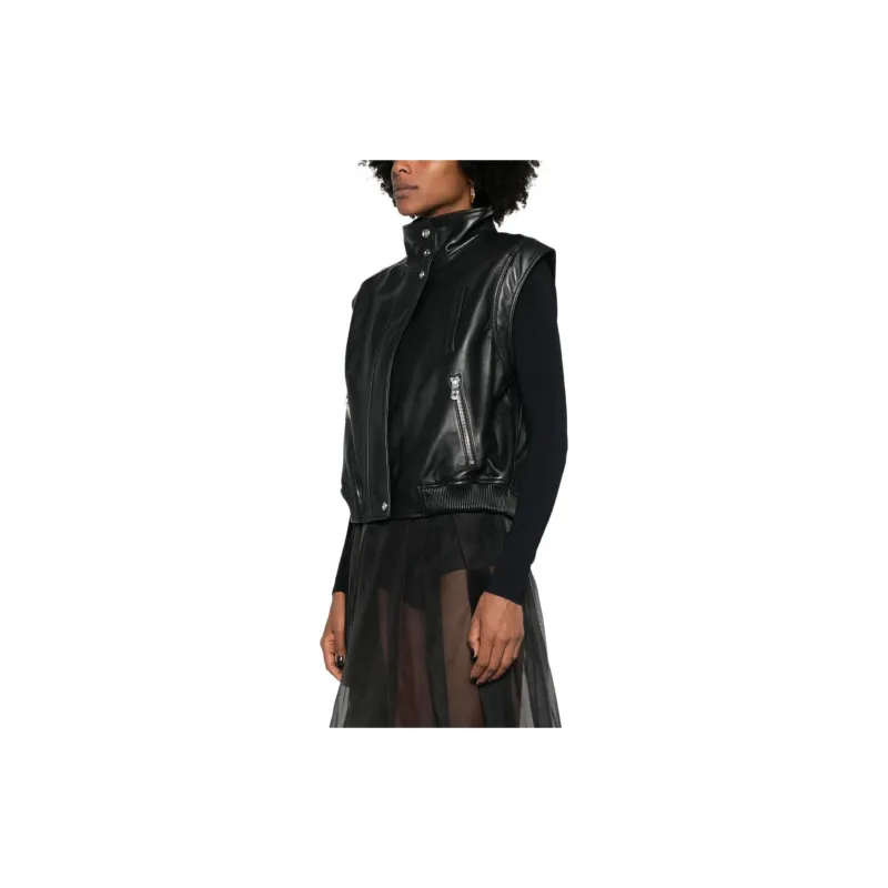 PINKO High Neck Sleeveless Biker Gilet-3