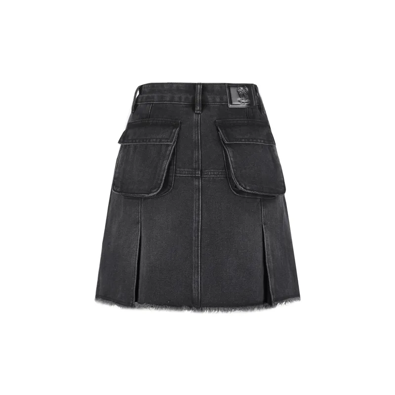 AZEPAM Denim Short Skirts Women's Black-1