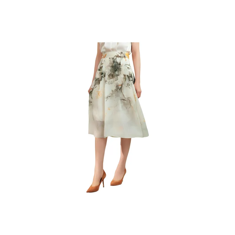 BBLLUUEE Casual Long Skirt Women's Vanilla Apricot-3