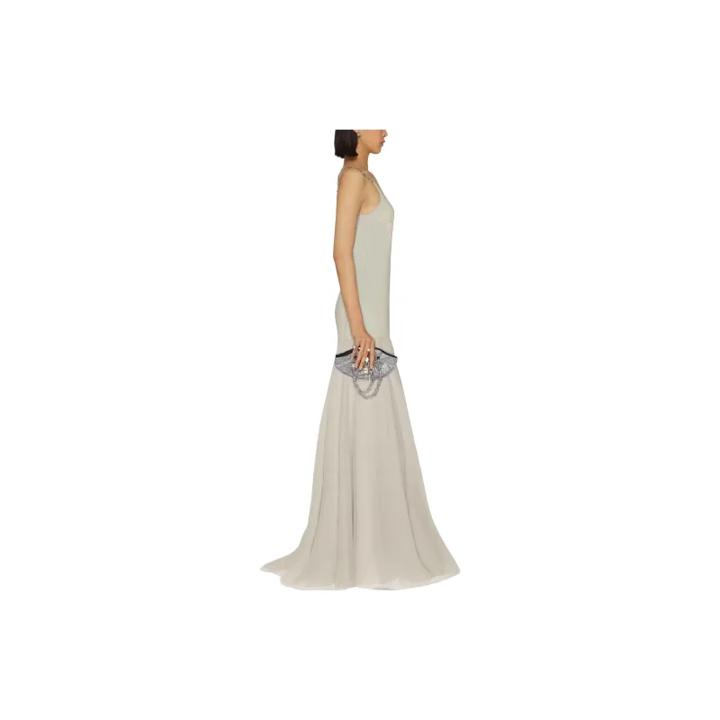GIVENCHY Long Dress With 4G Claw Shoulder Straps Slip Dresses Women's Pearl Gray-3
