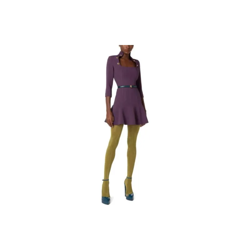 Elisabetta Franchi Long Sleeved Dress Women's Purple-1