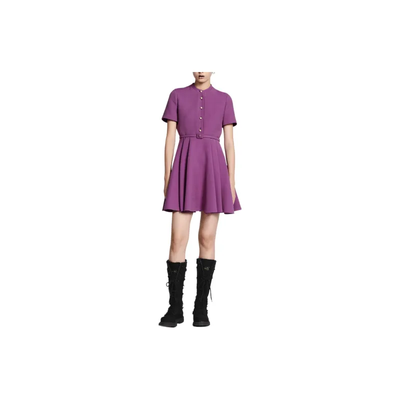 DIOR Short-Sleeved Dresses Women's Purple-2