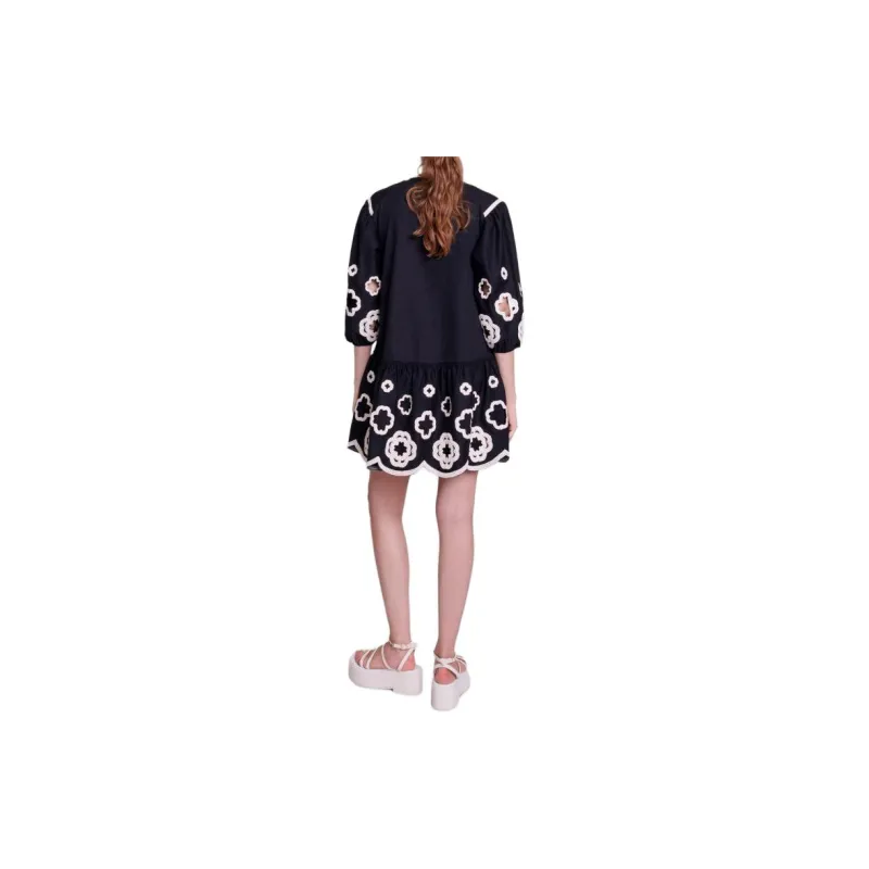 Maje Clover-embroidered Peplum Minidress-5
