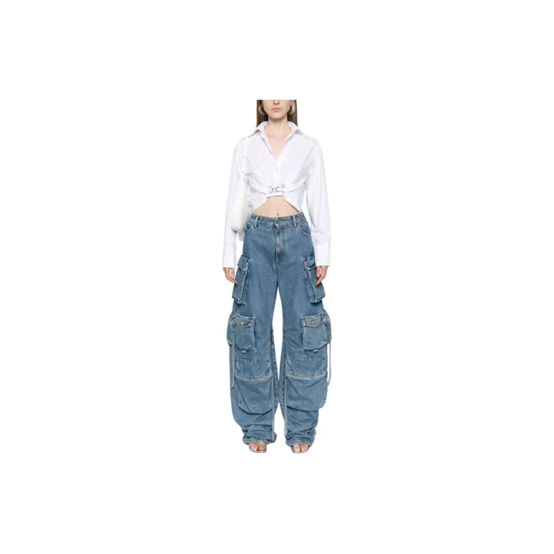 MOSCHINO Ruched Detail Poplin Cropped Shirt-1