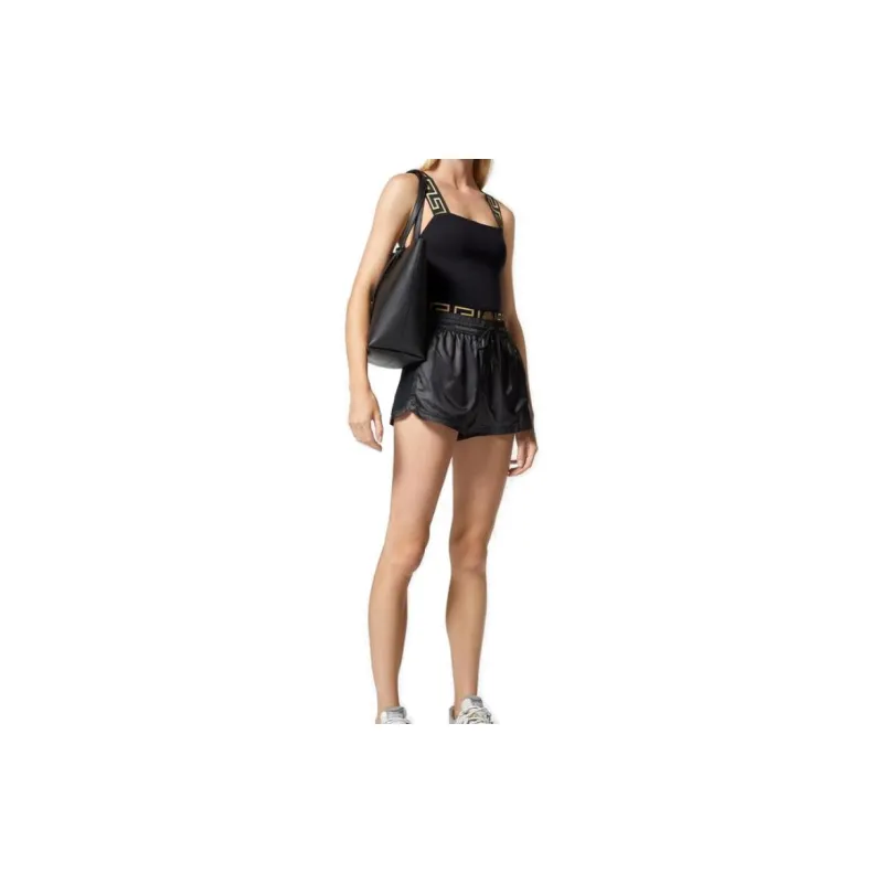 VERSACE Logo Patch Drawstring Shorts-3
