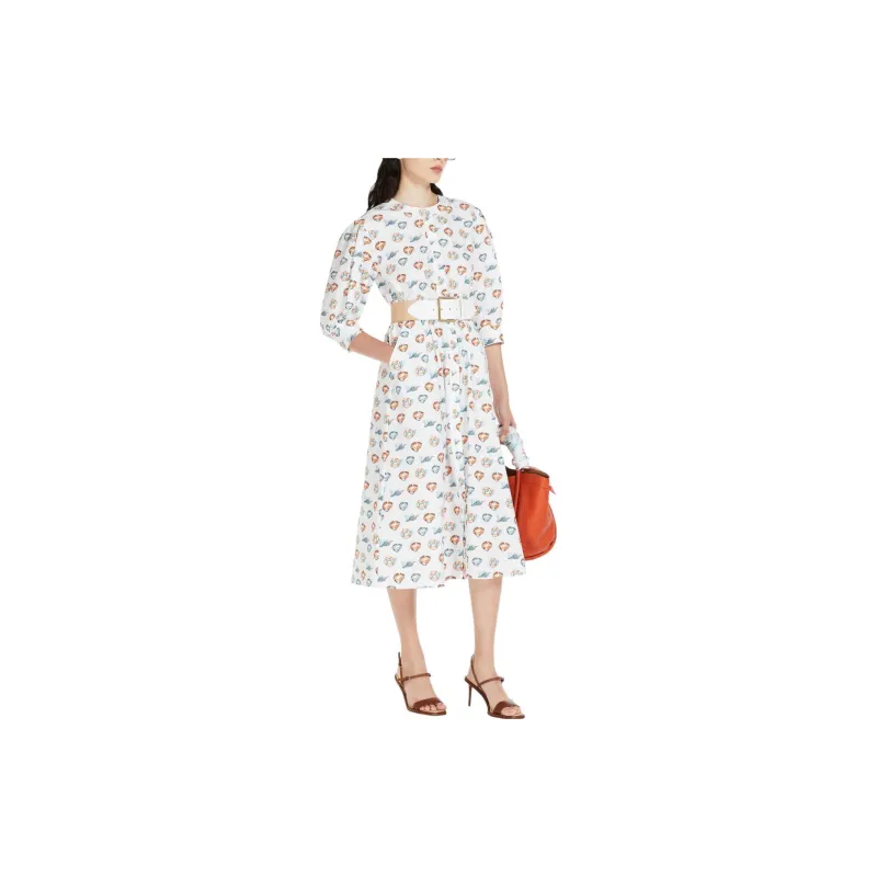 MaxMara Canoa Collection Donut All Over Print Belt 3/4 Sleeved Women's White-3