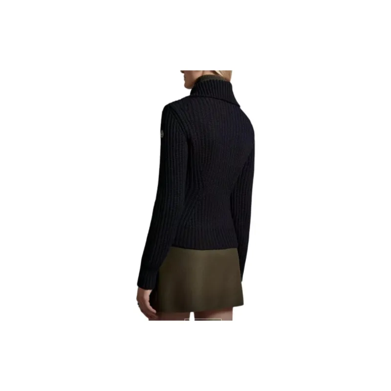 Moncler Lightweight And Lined Wool Cardigan And Down Jacket Down Jacket Women's Marine Blue-3