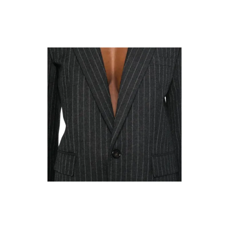 SAINT LAURENT Single Breasted Striped Blazer-4