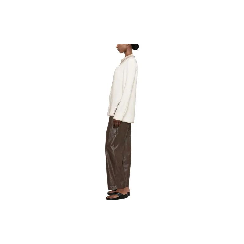 NANUSHKA Satin collar Long sleeved Shirt-3