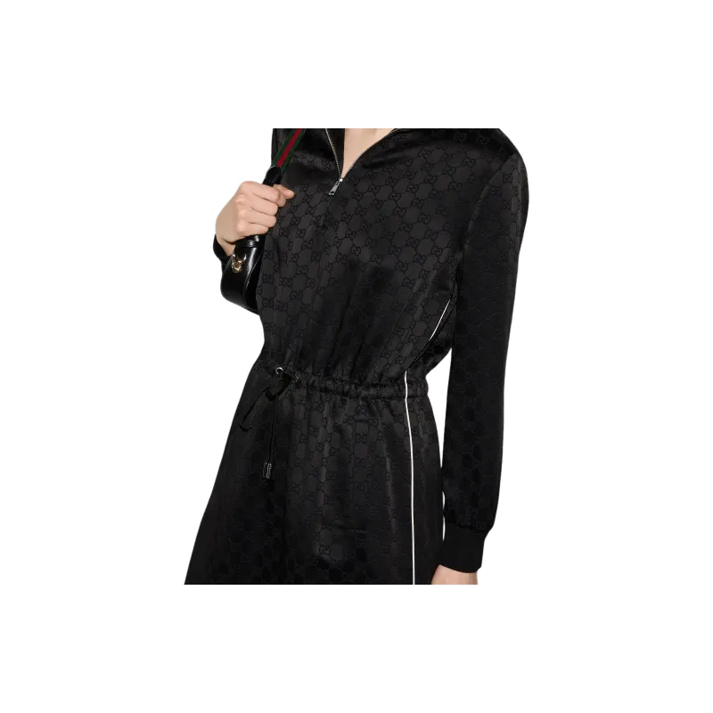 GUCCI Monogrammed Drawstring Dress-4