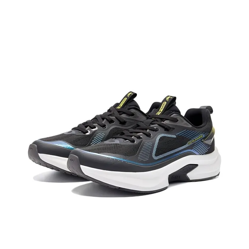 QIAODAN Anti Slip Wear Resistant Low Top Casual Running Shoes Men's Black Blue Green-1