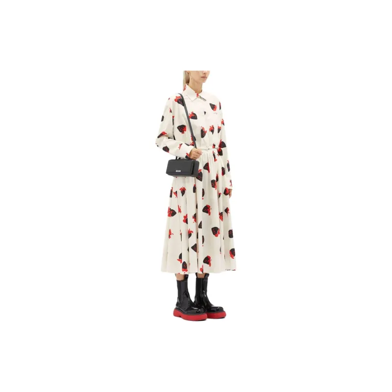 MSGM Strawberry Printed Pleated Midi Skirt-3