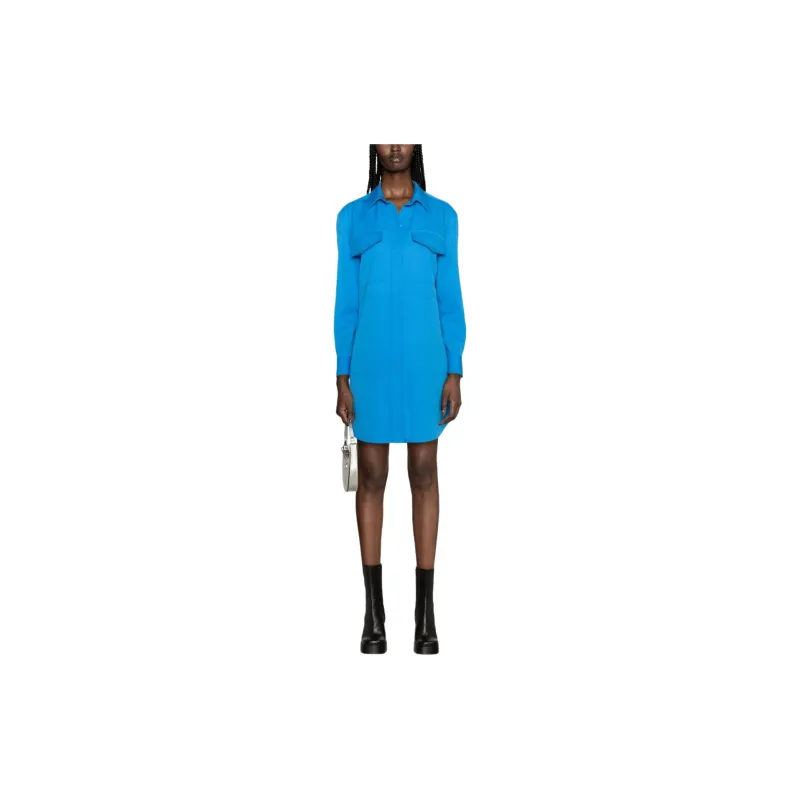 Alexander McQueen Long-Sleeved Dresses Women's Sky Blue-1
