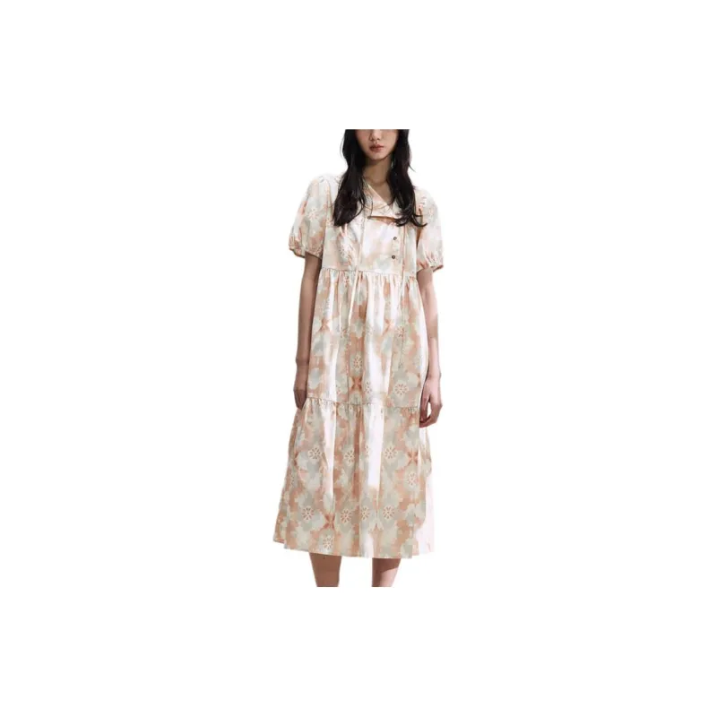 H&M Short-Sleeved Dresses Women's Soft Pink/Pattern-1
