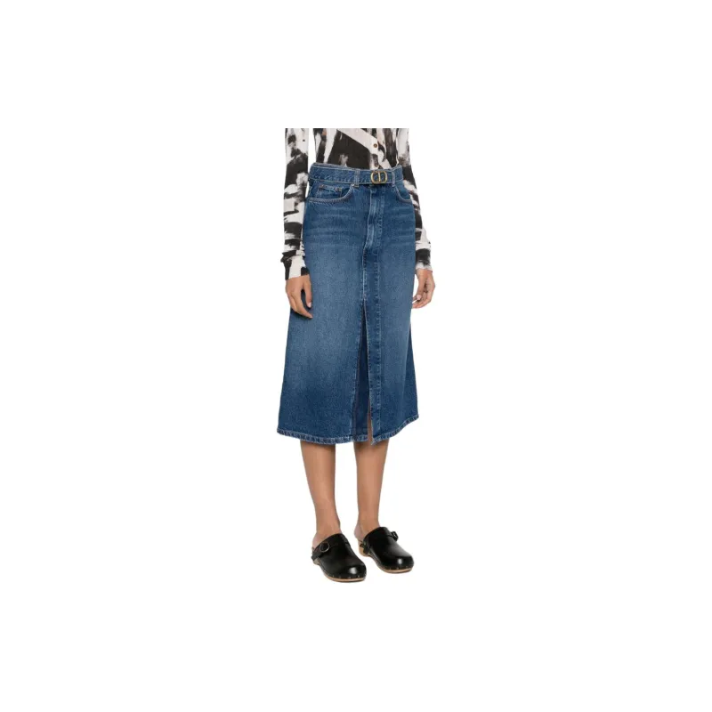 Twinset Belted Midi Denim Skirt-3