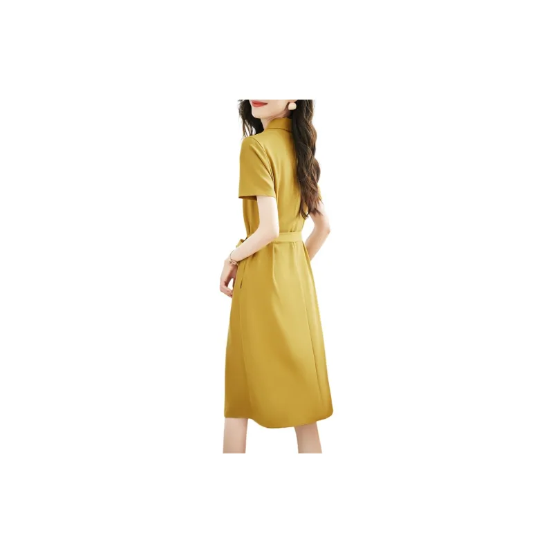 XWI Short Sleeved Dress Women's Yellow Green-2