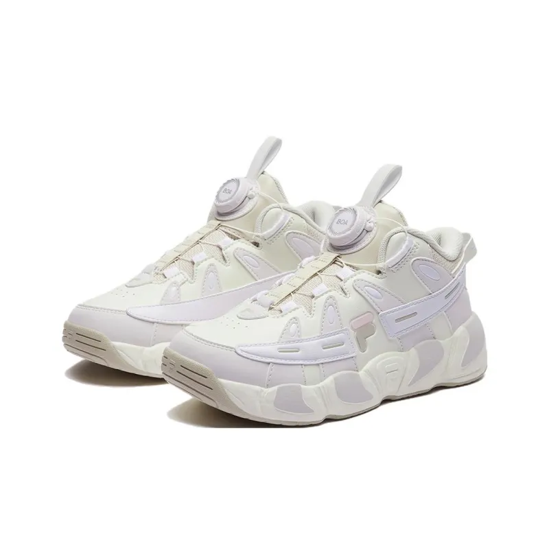 FILA KIDS Horn Slip Resistant Low Top Children's Basketball Shoes White Pink Teenagers-3