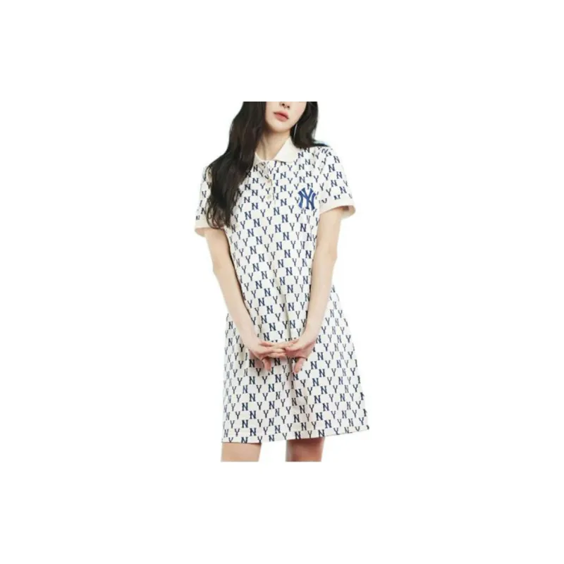 MLB Short Sleeved Dresses Women's Cream-2