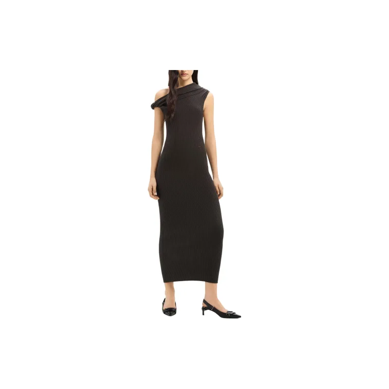 COURREGES Twist Rib Knit Long Dress-1