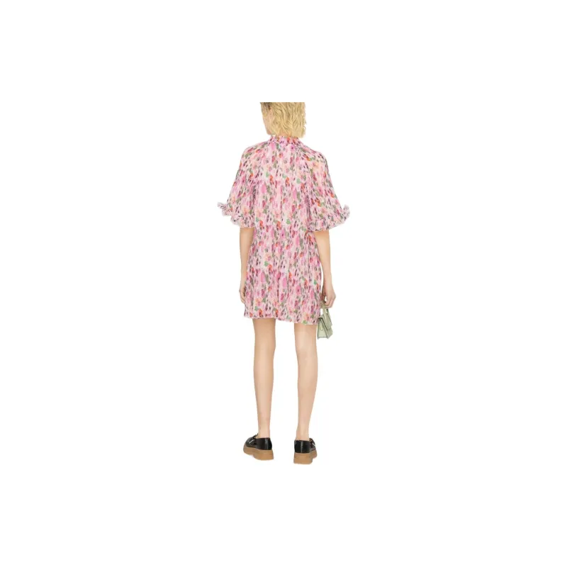 GANNI Short Sleeved Dresses Women's Pink-1