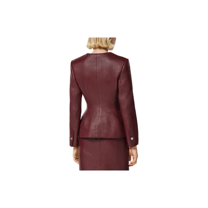 VERSACE SS24 Leather Jacket Women's Red-1