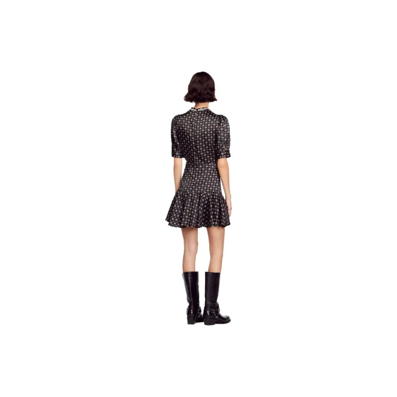 Sandro Star print Embellished collar Minidress-1