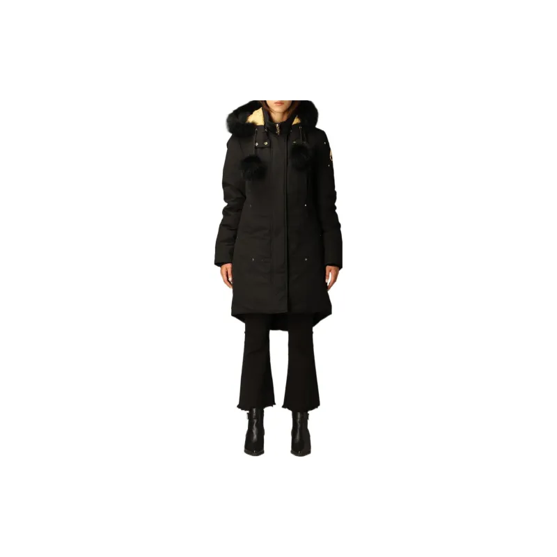 Moose Knuckles Solid Color Hooded Down Jacket Women's Black-2