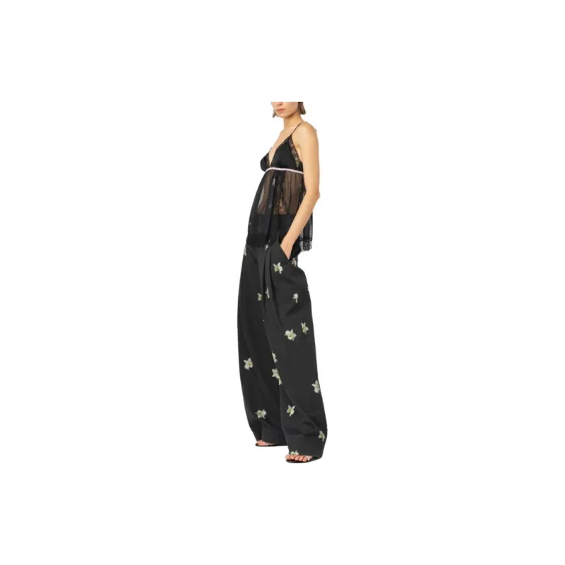 PINKO Pantaloni Ampi Stampa Orchidea Reimagine Casual Pants Women's Black-5