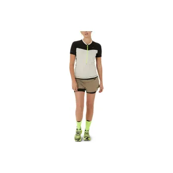 Asics FUJITRAILSHORT SLEEVE TOP T Shirt Women's Oat/High Performance Black
