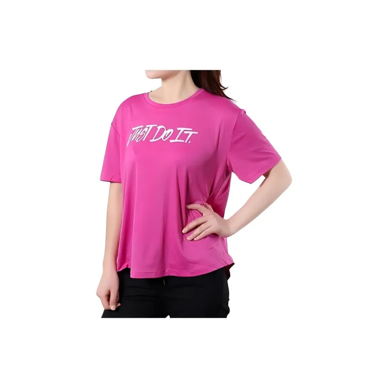 Nike Drop Shoulder Sleeve T Shirt Women's Pink Purple-3