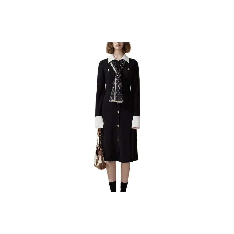DKNY Long Sleeved Dress Women's Black & Multicolor-2