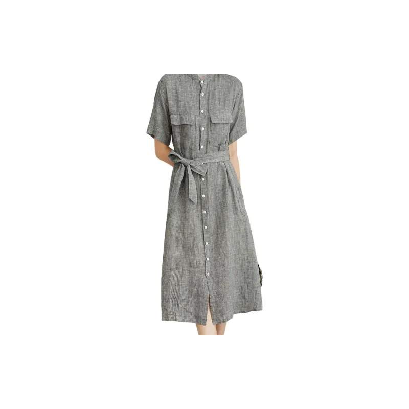 Mapping Short Sleeved Dresses Women's Gray-4