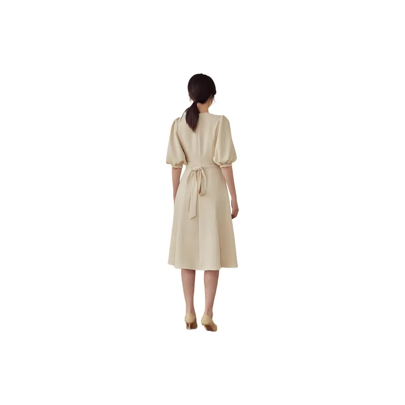 ROEYSHOUSE Short Sleeved Dresses Women's Light Yellow-2