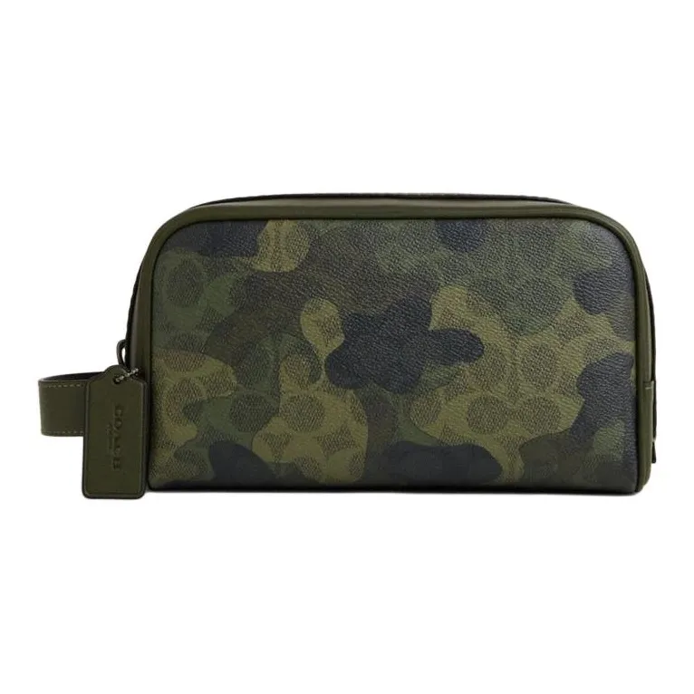 COACH Coated Canvas Makeup Bag Trumpets Unisex Dark Color Trefoil Multicolor-0