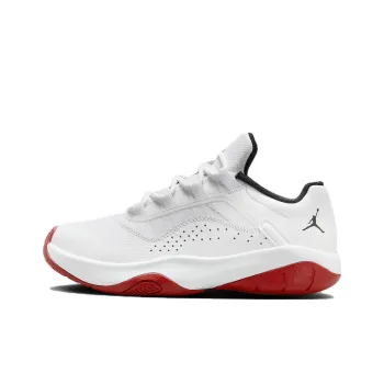 Jordan Air Jordan 11 Cushioning Wear Resistant Low Top Children's Basketball Shoes White Red Teenagers
